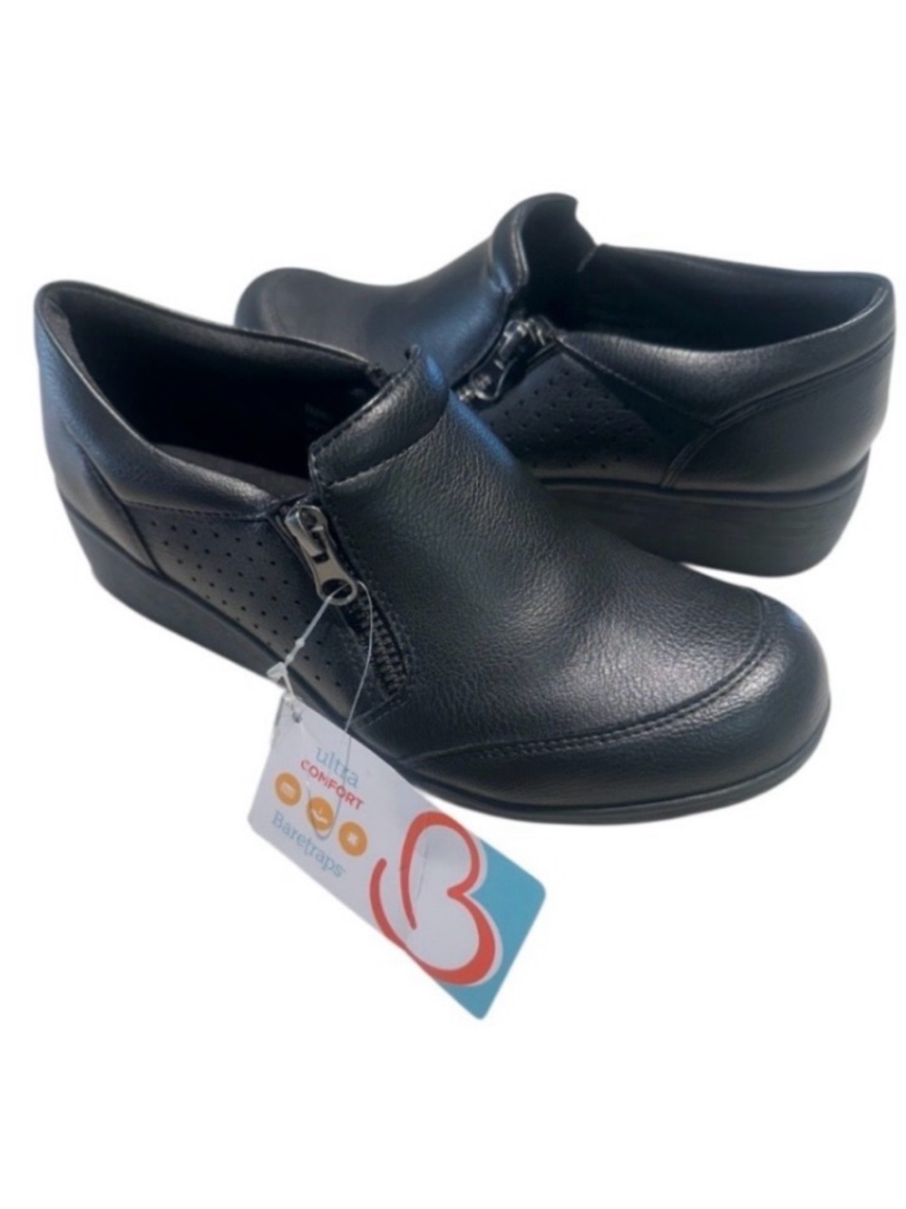 Baretraps Franny Black Zip-Up Comfort Wedge Loafers - Women’s Size 6M